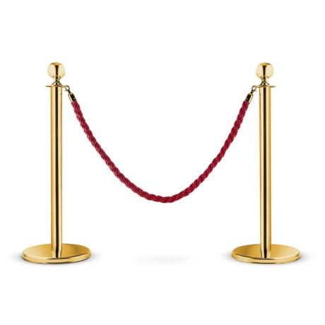 SET 2 Stâlpi delimitare aurii cu cordon GRATUIT împletit roșu de 1.5 metri