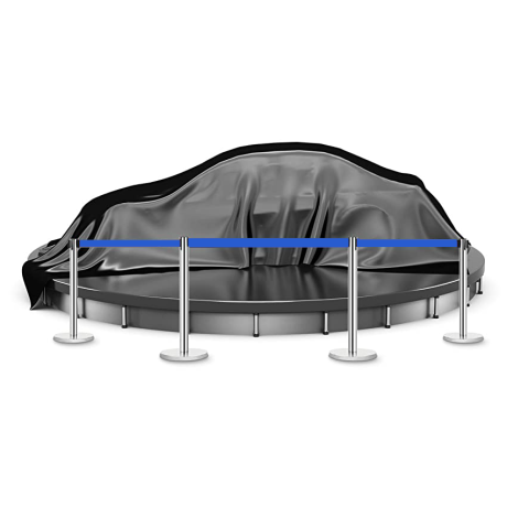 SET 2 stâlpi inox delimitare cu bandă retractabilă ALBASTRĂ