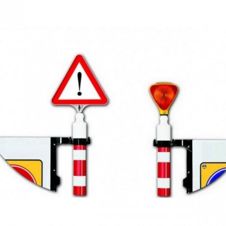 Bariera semnalizare, 2 stalpi cu greutate 12kg, panou semnalizare lucrari si ocolire stanga