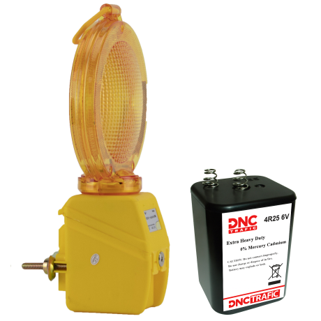 Lampa Semnalizare Rutiera, lumină intermitentă galbenă, CU BATERIE INCLUSĂ