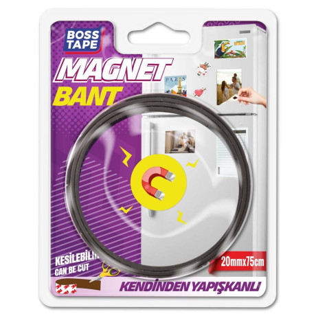 Bandă magnetică cu adeziv 3M, dimensiuni 20mm x 75cm