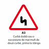 Curba dubla sau o succesiune de mai mult de doua curbe, prima la stanga, Indicator rutier | Semn de circulatie