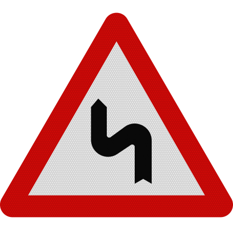 Curba dubla sau o succesiune de mai mult de doua curbe, prima la stanga, Indicator rutier | Semn de circulatie