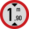 Accesul interzis vehiculelor cu inaltimea mai mare de 1,90m, Indicator rutier | Semn de circulatie