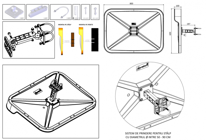 Oglinda Rutiera DNC Pentru Intersectii, Dreptunghiulara  80 x 60cm