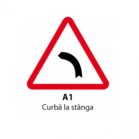 Curba la stanga, Indicator rutier | Semn de circulatie