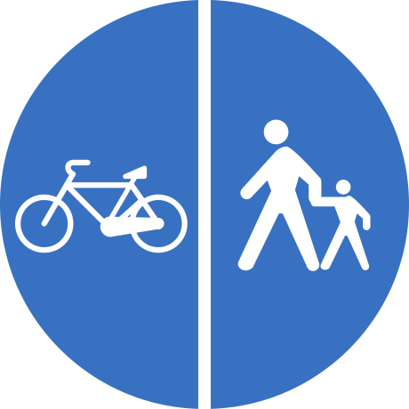 Delimitarea pistelor pentru pietoni de cele destinate bicicletelor si ciclomotoarelor (D11), Indicator rutier | Semn de circulatie