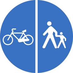 Delimitarea pistelor pentru pietoni de cele destinate bicicletelor si ciclomotoarelor (D11), Indicator rutier | Semn de circulatie