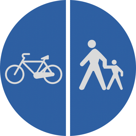 Delimitarea pistelor pentru pietoni de cele destinate bicicletelor si ciclomotoarelor (D11), Indicator rutier | Semn de circulatie
