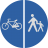 Delimitarea pistelor pentru pietoni de cele destinate bicicletelor si ciclomotoarelor (D11), Indicator rutier | Semn de circulatie