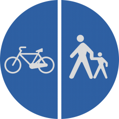Delimitarea pistelor pentru pietoni de cele destinate bicicletelor si ciclomotoarelor (D11), Indicator rutier | Semn de circulatie