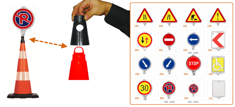 Con Flexibil Din PVC, inaltime 52cm, Fara Folie Reflectorizanta