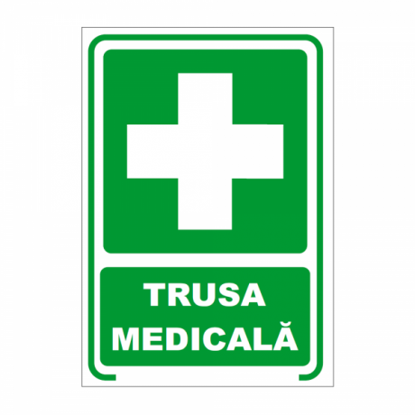Trusa medicala, semn din plastic, 20x30cm