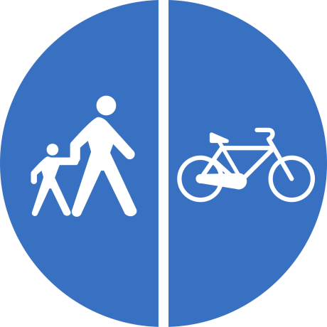 Delimitarea pistelor pentru pietoni si biciclete (D12), Indicator rutier | Semn de circulatie