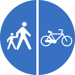 Delimitarea pistelor pentru pietoni si biciclete (D12), Indicator rutier | Semn de circulatie