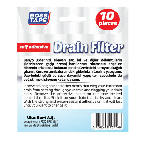 Benzi autocolante din plasa pentru scurgere dus/chiuveta, set 10 buc, 11 x 11cm