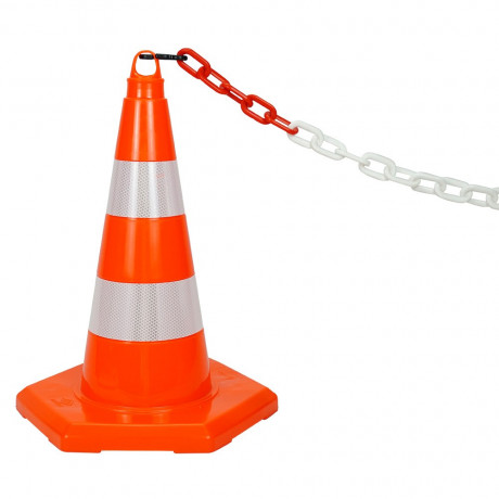 Lant Plastic Delimitare, Alb Rosu, 8mm, 2x carabine, lungime 3m