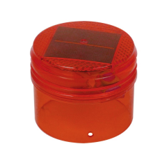 Lampă semnalizare solară, prindere stâlpi cauciuc, lumină roșie