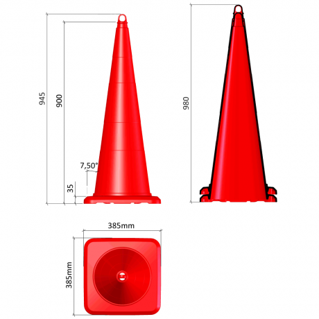 Con flexibil din TPE, inaltime 90cm, fara folie reflectorizanta