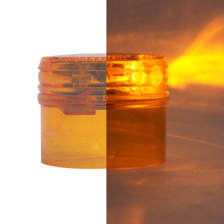 Lampă semnalizare solară, prindere stâlpi cauciuc, lumină galbenă