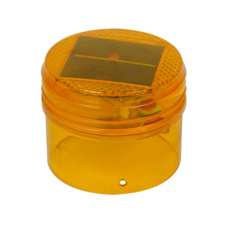 Lampă semnalizare solară, prindere stâlpi cauciuc, lumină galbenă