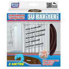 Banda de blocare a apei pentru dus, blaturi bucatarie, margini chiuveta, Maro, 27mm x 2m