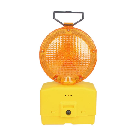 Lampă semnalizare lucrări rutiere, lumină intermitentă LED, funcționare cu 2 baterii INCLUSE