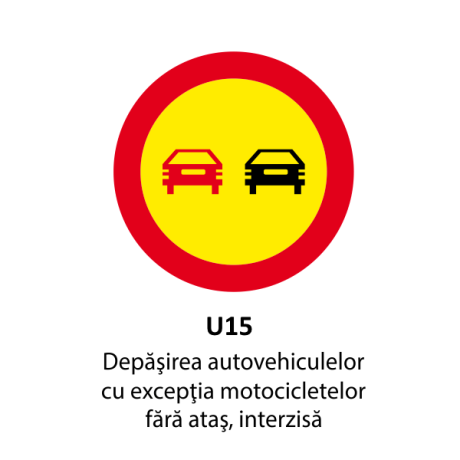 Depasirea autovehiculelor, cu exceptia motocicletelor fara atas, intezisa, Indicator rutier | Semn de circulatie