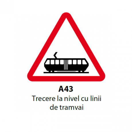 Trecere la nivel cu linii de tramvai, Indicator rutier | Semn de circulatie
