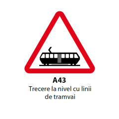Trecere la nivel cu linii de tramvai, Indicator rutier | Semn de circulatie