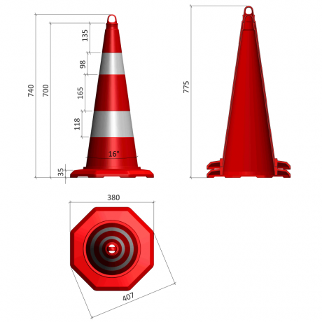 Con Semnalizare Rutiera, inaltime 70cm, 2 folii reflectorizante