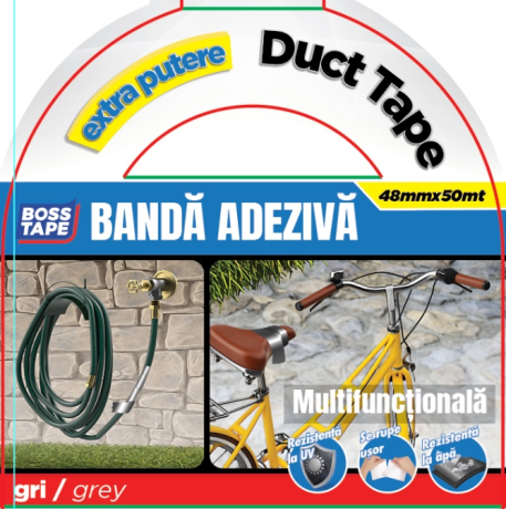 Banda adeziva de reparatii universale, puternica, gri, 48mm x 50m