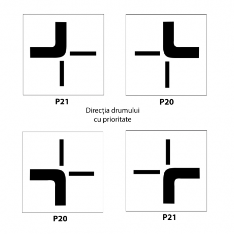 Directia drumului cu prioritate P21, Indicator rutier | Semn de circulatie