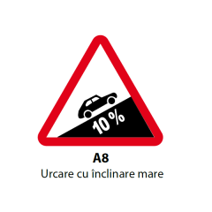 Urcare cu inclinare mare, unghi de 10%, Indicator rutier | Semn de circulatie