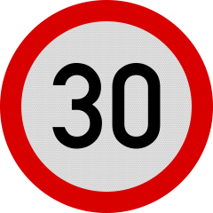 Indicator Limitare Viteză 30km (C29) - Semn de Circulație Metalic 60cm