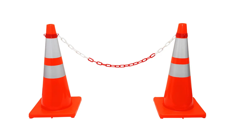 SET Lant Plastic Delimitare, Alb-Rosu, grosime 6mm, lungime 3m, 2x cleme (S), 2x conectori