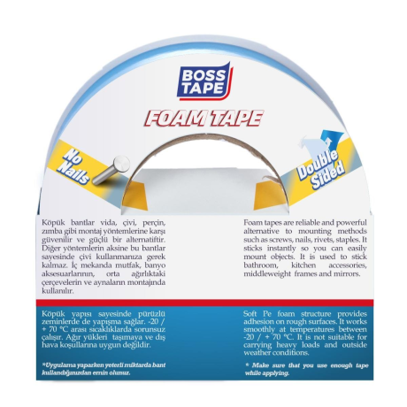 Bandă de Montaj Dublu Adezivă din Spumă pentru Accesorii de 15kg, 48mm x 10m